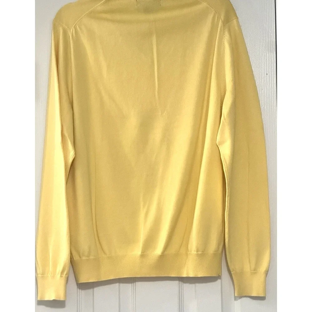 Men's Brooks Brothers Sweater Large V Neck Cotton Golf Pullover Yellow USA